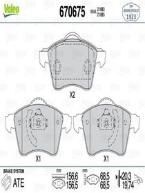 Resim Valeo 670675 On Fren Balatasi- (VW TRANSPORTER 96-04) 7d0698151e (WA383763) 