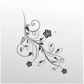 Resim Folyo Sticker Çiçek Deseni 130cm Uzunluk Siyah 