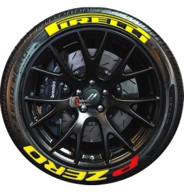 Resim P Zero Lastik Yazısı 4Lastik İçin Set Tüm Lastik Yanaklarına Uyumlu 31MM Araç Lastik Stickeri Sarı 
