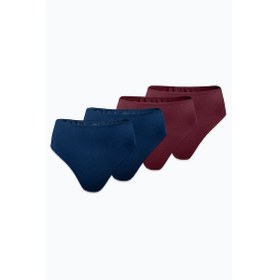 Resim Malabadi Kadın Bordo Lacivert 4 Lü Paket Modal Yüksek Bel String Tanga 4m178 Bordo Lacivert 