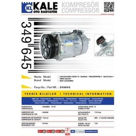 Resim KALE OTO Radyatör 349645 Klima Kompresörü Caddy (05-10)Galaxy (00-06)1.9TDI 