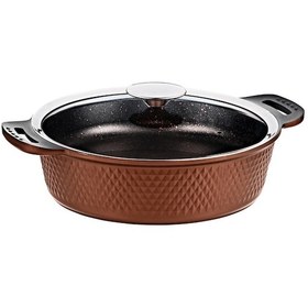 Resim Trıana - 3631 - 2 Parça Biogranit Döküm, 28 Cm - 4,3 Litre, Pilav Tencere Bronz Gövde, Platin Detay Bronz 