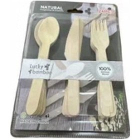 Resim Bambu 24 Parça Çatal Kaşık Bıçak Seti Kahverengi 