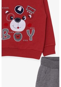 Resim Erkek Bebek Eşofman Takımı Ayıcık Figürlü Kiremit (1-1.5 Yaş) Kiremit 