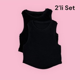 Resim MaberFranco Siyah 2li Crop Seti 