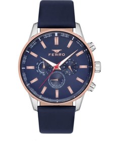 Resim FERRO Lacivert Deri Kordon Erkek Kol Saati FM11084B-E3 