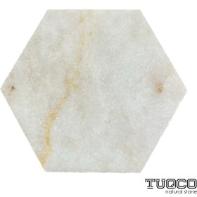 Resim Tuqco Doğaltaş 8’’ Hexagon Golden Honlu Eskitme Mermer Mozaik 