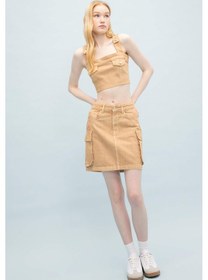 Resim DeFacto Coool Kargo Fit Gabardin Yıkamalı Soluk Efektli Mini Etek C4456AX24SPBG387 