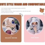 Resim 3'ü 1 Kedi Kulaklar Kız Eşarp Kaput Şapkası, Kışlık Sıcak Balaclava Yüz Maskesi, Açık Peluş Peluş Sevimli Motosiklet Kaskı Coversd Beyaz 