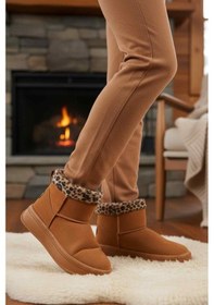 Resim Aspor Taba Leopar Kürklü Kadın Düz Bot Çok Renkli 