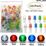 Resim Wangxi 100 Adet 5mm Yuvarlak Led Işık Diyot Kit Dıy Aydınlatma Seti 5 Renk 