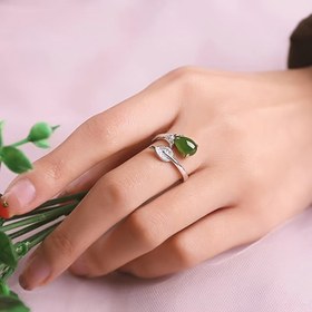 Resim Avrupa ve Amerikan Modası Yaprak Damlası Moda Açık Kadın Yüzüğü 