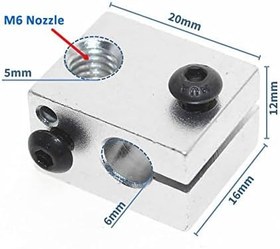 Resim V6 3D Yazıcı Alüminyum Extruder Isıtıcı Blok 1.75/3.0mm Filament Uyumlu 6mm Isıtıcı Yuva 3mm Sensör Yuvası Yedek Parça E3D V5 V6 J-head Makerbot MK7 MK8 