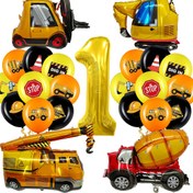 Resim 23 Parça Ekskavatör Balon Parti Set - İnşaat Aracı ve Kazıcılık Temalı Çocuk Doğum Günü Süslemeleri, 1-10 Numaralar, Damperli Kamyon & Ezcibator Figürler, Şişmeye Hazır Dayanlıklı, 1 Yaş ile 10 yaș arasınaki Kızlar için Uygun 