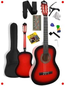 Resim Genel Markalar Kırmızı Klasik Gitar Seti 4/4 - Ayarlanabilir Sap 
