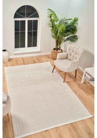 Resim Vola 2906 Yumuşak Dokulu Modern Salon Mutfak Koridor Halısı Krem Tozumaz Makine Halısı Krem 