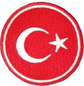 Resim BY NEVSER Aplike Ütü İle Yapışan Türk Bayrağı Yuvarlak Küçük Arma 3 cm 