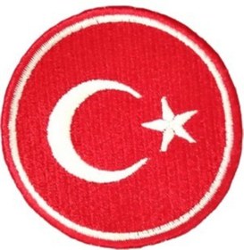 Resim BY NEVSER Aplike Ütü İle Yapışan Türk Bayrağı Yuvarlak Küçük Arma 3 cm 