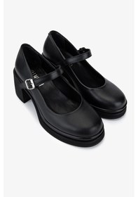 Resim Valmenti Kadın Hakiki Deri Siyah Topuklu Ayakkabı 1120 840 Bn Ayk Sk25-26 Sıyah Derı Siyah 