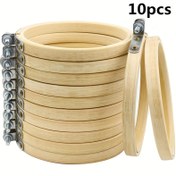 Resim 10 adet 10.16 Cm Yuvarlak Nakış Çemberi Bambu Çember Çapraz Dikiş Hoop Yüzükleri Sanat El Sanatları Dikiş için 