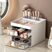 Resim Çekmeceli Şık Minimalist Kozmetik Organizatör - Makyaj, Fırçalar, Gözlükler & Takılar için Çok Yönlü Depolama - Ofis, Makyaj Masası veya Çalışma Odası Dekoru için Mükemmel 
