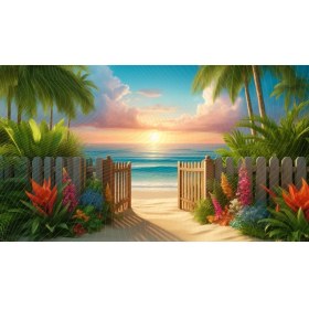 Resim Venspor Tropikal Bahçe ve Plaj Manzarası Arkaplan Çocuk Odası ve Parti Dekorasyonu Için 200 x 150 cm Duvar Örtüsü Fon 