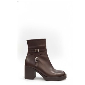 Resim Kahverengi Kadın Hakiki Deri Topuklu Bot 039.536 Kahverengi 