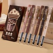 Resim 6'lı Paket Çabuk Kuruyan İnce Nokta 0.5mm Sıvı Mürekkep Roller Kalemler, Yazma, Ofis ve Okul Kırtasiye Malzemeleri için Siyah Jel Kalem Seti - Dayanıklı Plastik Malzeme 