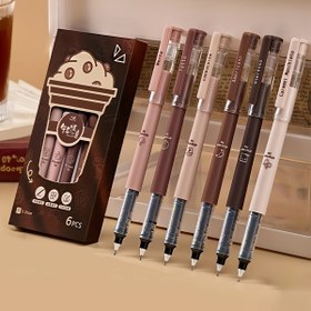 Resim 6'lı Paket Çabuk Kuruyan İnce Nokta 0.5mm Sıvı Mürekkep Roller Kalemler, Yazma, Ofis ve Okul Kırtasiye Malzemeleri için Siyah Jel Kalem Seti - Dayanıklı Plastik Malzeme 