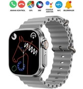 Resim Ekalitem Apple iPhone 11 Pro Max Uyumlu Su Geçirmez Akıllı Saat Gri Smart Watch T900 Ultra Gri 