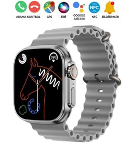 Resim Ekalitem Apple iPhone 11 Pro Max Uyumlu Su Geçirmez Akıllı Saat Gri Smart Watch T900 Ultra Gri 