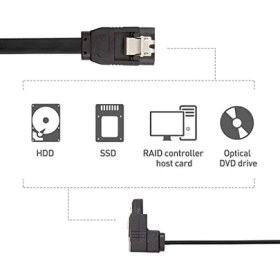 Resim 2'li Sata Iıı Kablo 40CM, 6 Gbits, 90° Açılı, 1 Düz ve 1 90 Derece Açılı, Orjinal 