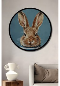 Resim Sevimli Tavşan Çocuk Suluboya Görünümlü Ahşap Tablo Yuvarlak Duvar Tablosu Çerçeve Görünümlü 45197 - 20 X 20 