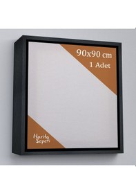 Resim Siyah Çerçeveli Tuval 90 x 90 CM Kare Profesyonel %100 Pamuk Boş Tablo 