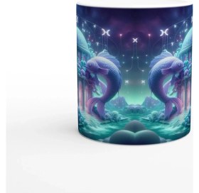 Resim Balık Burcu Baskılı Kahve Kupası - Burçlar Krallığı Şatosu Vs3 