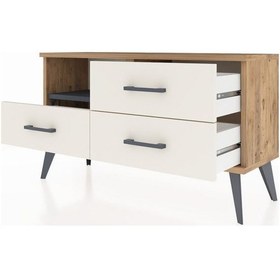 Resim Arges Şifonyer Tek Raflı 3 Çekmeceli 88x30x48 Çam-antrasit/aytaşı Antrasit/aytaşı 