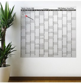 Resim Buffer 2020 Yıllık Planlayıcı Manyetik Duvar Stickerı Takvim 110x100 Cm 