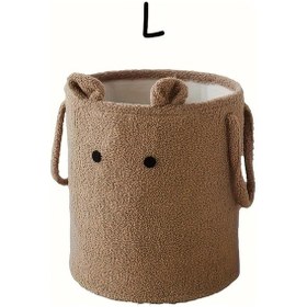 Resim Elmpaly Kalın Desenli Çamaşır Sepeti - Büyük Oyuncak Saklama Kutusu, Kahverengi 