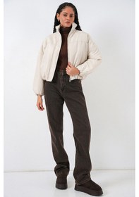 Resim Bigdart Kadın Oversize Bomber Şişme Mont 5124 - Ekru 