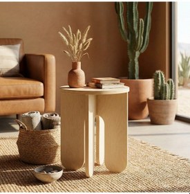 Resim Dulgera Modern Minimalist Ahşap Yan Sehpa 