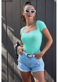 Resim Aqe Fashion U Yaka Kısa Kol Mint Mint 