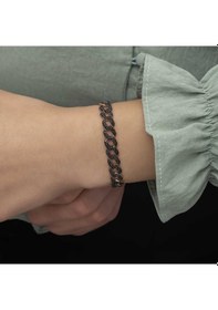 Resim 925 Ayar Gümüş Siyah Taşlı Gurmet Bileklik Beyaz 