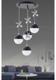 Resim İstanbul Avize Kelebek 4'lü Siyah Modern Lüx Ledli Modern Led Avize 
