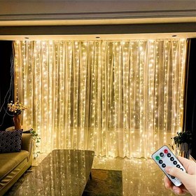 Resim düğün, aile, yatak odası dekorasyonu için uzaktan kumandalı 8 modlu bakır tel perde ışık dizisi USB perde ışık dizisi Noel dekorasyonu peri ışığı Sevgililer Günü hediyeleri Cadılar Bayramı dekorasyonu doğum günü partisi dize tatil aydınlatma dekorasyonu 