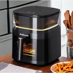 Resim Robwell Robx Rxo5 Son Teknoloji Otomatik Buhar Püskürtmeli Airfryer 10 Renkli Işıklı Menü 