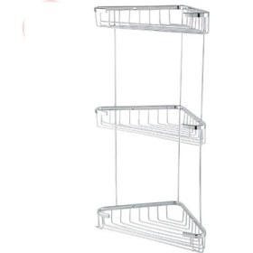 Resim Çelik Banyo Paslanmaz Pirinç Efe 3’lü 18x18 cm Şampuanlık Süngerlik Köşelik 