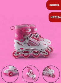 Resim Pembe Silikon Tekerli Ayarlanabilir Işıklı Paten M 35-38 HP8136 