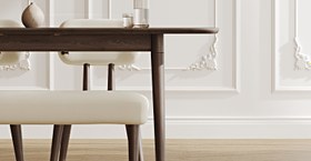 Resim Lyno 77x140 Cm Açılır Yemek Masası Takımı (Roa Bench & 2 Roa Sandalye) - Performans Kadife - Yosun / Açık Meşe 