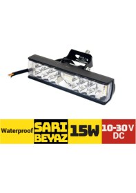 Resim Otokap Universal Off Road Projektör 10-30V 15W Çakar Beyaz Sarı 15X3,5 cm Tır Kamyon Iş Makinesi Uyarı Aydınlatma 