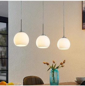 Resim Mylights Masa Üstü Inox Sirali Opal Camli Modern Üçlü Avize Her O 